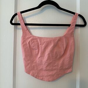 Cropped Spaghetti Strap Corset Style Top Size Small Tank Top Coral Pink Tic Toc